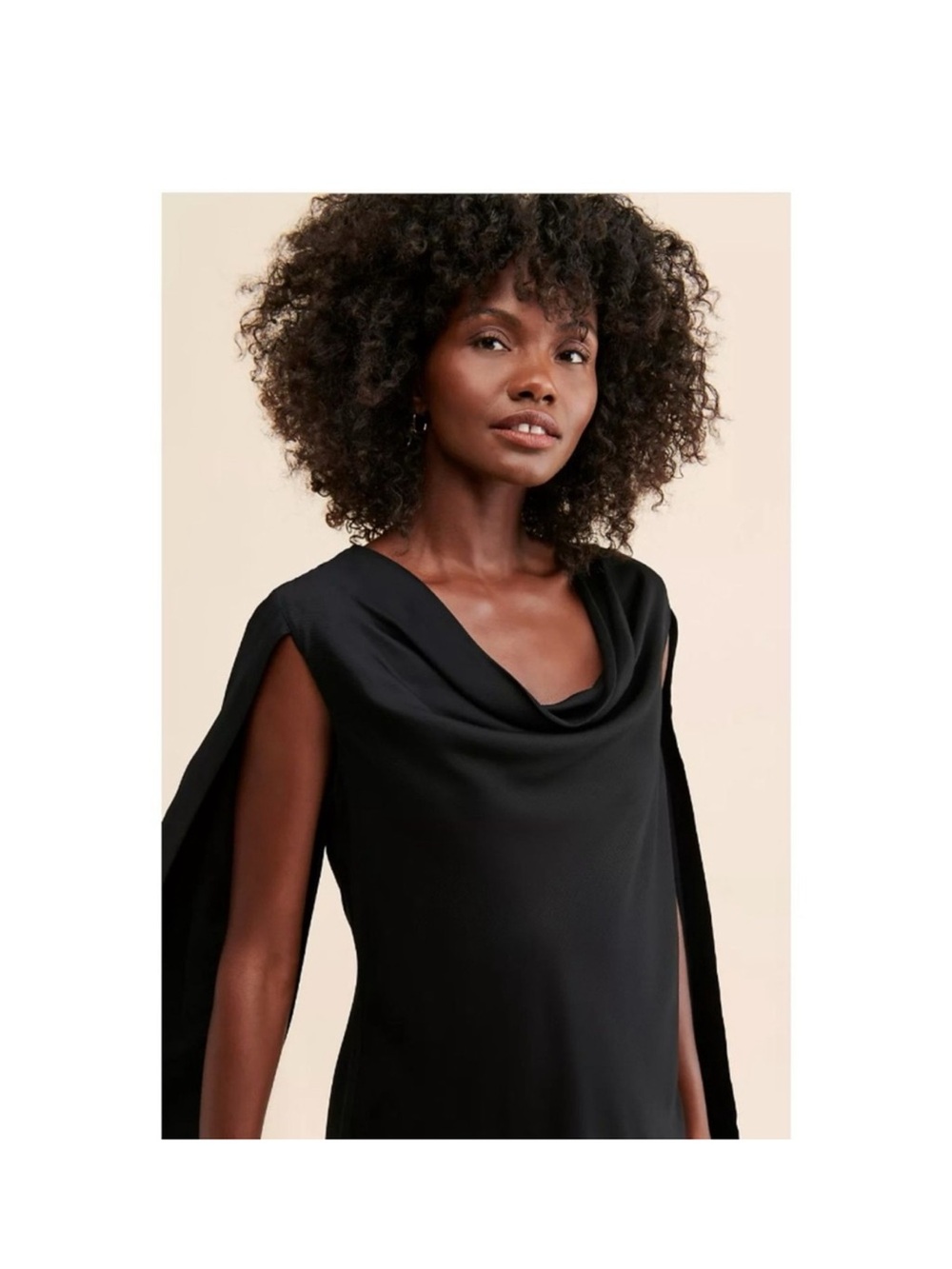 Anthropologie Maeve Flowy Bell Slit Sleeve Lined Black Minidress Size 12 Large L